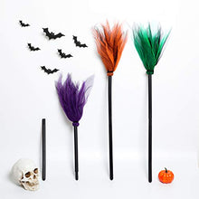 Load image into Gallery viewer, 3 Pieces Halloween Witch Broom Plastic Witch Broomstick Kids Broom Props Witch Broom Party Decoration for Halloween Costume Decoration, 3 Colors (Green, Purple, Orange)
