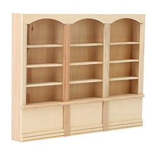 Load image into Gallery viewer, Doll House Bookcase, 1:12 Wooden Miniature Display Cabinet Showcase Doll House Shop Accessory for Kid Children Holidays Gift(Wood Color Bookcase)
