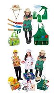 Born Toys Dress up Trunk Set with Gardening Set, Construction Worker Costume,Chef Costume and Additional Garden Deluxe Set