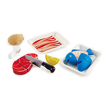 Load image into Gallery viewer, Hape Tasty Proteins Set | Wooden Pretend Play Food Set for Kids, Basic Play Cooking Ingredients and Accessories Set, Multicolor
