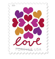 USPS Hearts Blossom Love Forever Stamps - Wedding, Celebration, Graduation (2 Sheets, 40 Stamps) 2019