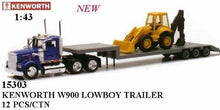 Load image into Gallery viewer, Newray 1:43 Trailer Kenworth W900 with Backhoe Loader 1/43 Scale Replica
