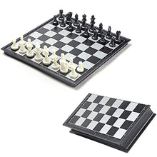 Load image into Gallery viewer, ZWDM Magnetic Travel Chess Set with Folding Chess Board Educational Toys for Kids and Adults, Carry Bag for Chess Pieces, 2 Extra Queen (Color : Black White, Size : 32X32X2cm)
