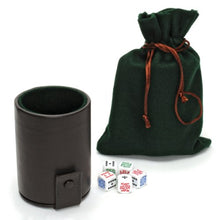 Load image into Gallery viewer, Wood Expressions WE Games Luxury Brown Leather Dice Cup with Poker Dice and Storage
