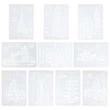 Load image into Gallery viewer, NUOBESTY 10pcs Drawing Painting Stencils Template Sets Journal Diary Notebook Template DIY Office School Building formwork

