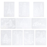 NUOBESTY 10pcs Drawing Painting Stencils Template Sets Journal Diary Notebook Template DIY Office School Building formwork