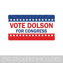 Load image into Gallery viewer, Personalized Political Campaign Vote for Stickers - Red, White and Blue - Customize 750 Rectangular Stickers
