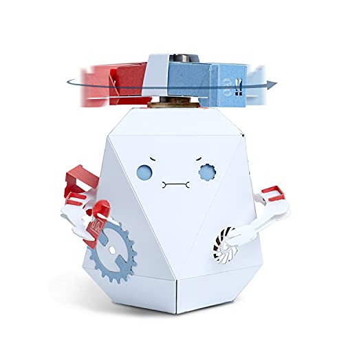 ROBOTRY Moving Paper Robots Making Kit, Poli | Bevel Gear - Learn Very Basic 5 Robot Mechanisms | Beginner | DIY Paper Crafts | Gifts for Kids & Seniors | STEM Educational Science Kits