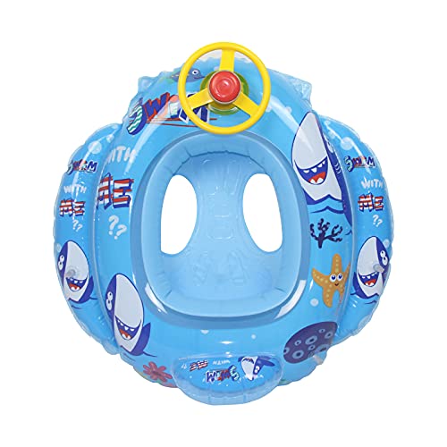 Horn Steering Wheel Seat Ring ,Cute Kids Inflatable Pool Float PVC Swim Float Air Bed Lake Boat Swimming Floats with Handles Surfing Raft Body Board Floating Mattress Seat Swim Ring for Kids 1-4 (A)