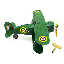 Load image into Gallery viewer, Charmgle Schylling Tin Toy Curtiss Bi-Plane Boxed Complete with Wind-Up Key Home Party Decoration Collection Gift (Green)
