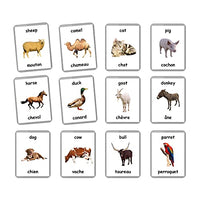 Farm Animals Flash Cards - 27 Laminated Flashcards | Homeschool | Montessori Materials | Multilingual Flash Cards | Bilingual Flashcards - Choose Your Language (French + English)