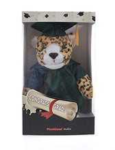 Load image into Gallery viewer, Plushland Leopard Plush Stuffed Animal Toys Present Gifts for Graduation Day, Personalized Text, Name or Your School Logo on Gown, Best for Any Grad School Kids 12 Inches(Royal Cap and Gown)
