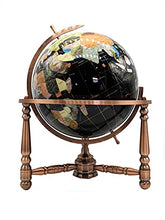 Load image into Gallery viewer, 2018 Limited Edition Unique Art 19-Inch Tall Black Ocean Table Top Gemstone World Globe with Copper Stand (Black)

