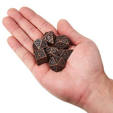 Load image into Gallery viewer, Wiz Dice - Steampunk Metal Dice Set - Polyhedral Dice Set for Tabletop RPG Adventure Games - DND Dice Set, Suitable for Dungeons and Dragons and Dice Games Alike - Ancient Copper - 16mm - 7 ct

