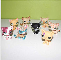 8pcs/Lot Set Littlest Pet Shop LPS Great Dane Dog Dachshund Dog Collie Cat Kitty Coker Spaniel Dog Figure Toys Rare