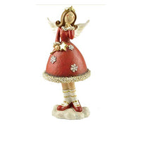 FENGWXINW Decorative Collectibles Sculptures for Home Desktop Ornaments White Clothes Wings Girl Resin Doll Crafts Cute Elf