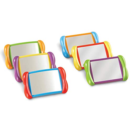 Learning Resources All About Me 2 in 1 Mirrors - 6 Pieces, Ages 18+ Months Toddler Social Emotional Learning Toys, Mirror for Kids
