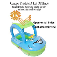 Load image into Gallery viewer, Baby Pool Float with Canopy Summer Steering Wheel Sunshade Swim Ring Car Inflatable Toys Infants Float Seat Boat for Kids Toddlers (Color Blue)
