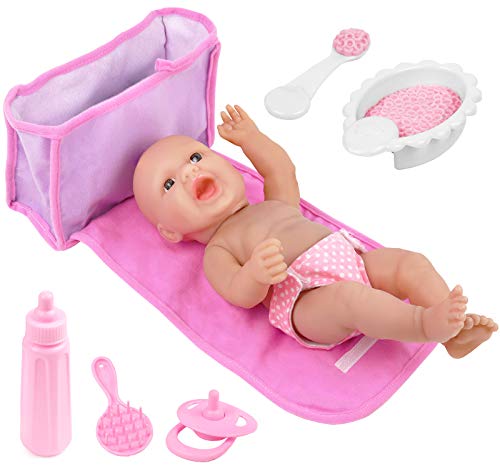 Click N' Play Baby Girl Doll 14 with Caring Accessory Set, Pink