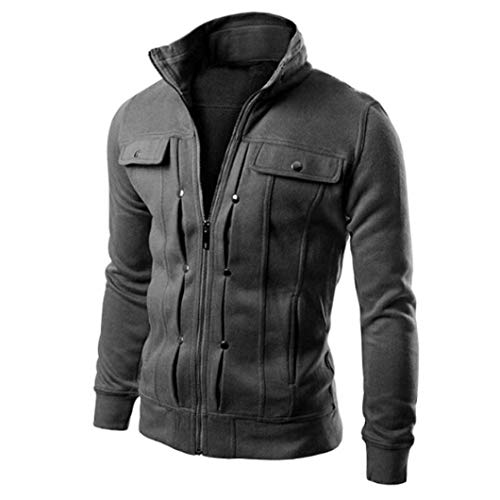 Men's Jackets,Cycling Thicken Thermal Cargo Coat  Windproof, Breathable and Reflective KLGDA Dark Gray