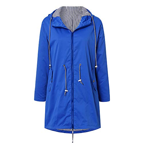 Cuekondy Women Men Cycling Jackets Long Sleeve Raincoat Hooded Outdoor Anti-UV Sunscreen Jacket Drawstring Adjustable Blue