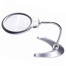 Load image into Gallery viewer, XYK Large 2X 5X LED Lighted Magnifier with Stand - Folding Design with 2 LED Lamp and Jumbo 5.5 Inch Lens - Best Hands Free Magnifying Glass with Light for Reading
