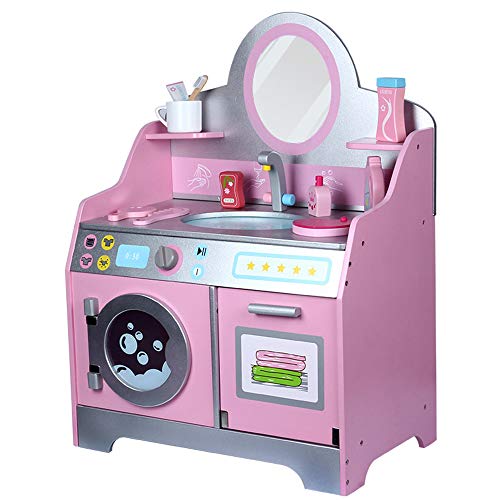 New Children's Suit, Simulation Wooden Princess Dressing Table Vanity Table Play House Girl Storage Jewelry Box, Pink