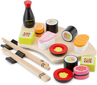 New Classic Toys Wooden Pretend Play Toy for Kids Sushi Set Cooking Simulation Educational Toys and Color Perception Toy for Preschool Age Toddlers Boys Girls, Multi-Colour Colour