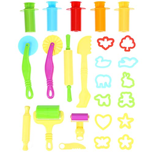 YOMIUP Play Doh Kits 20pcs Smart Dough Tools with 5pcs Extruder Tools (Random Color)