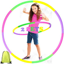 Load image into Gallery viewer, 2 Set Exercise Hoops for Kids Girls Boy and Pet Training,Detachable Adjustable Size Color Toy Hoops, Ideal Fitness Hoop for Playing Game/Bodybuilding/Dance/Wreath/Gymnastics, Extra Gym Backpack
