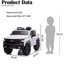 Load image into Gallery viewer, SEGMART Electric Cars for Kids Chevrolet Silverado Trail Boss LT Ride-on Truck Car, 12V Licensed Pickup for Boy &amp; Girl, Electric Vehicles Car with Parental Remote Control
