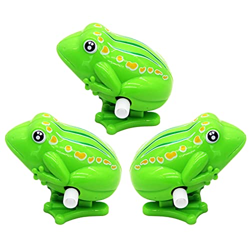ForFine Wind Up Toys Cute Jumping Frog Classic Clockwork Spring for Gift, Xmas, Party, Birthday, Festival, Surprise, Memory, Collection (3 Packs)