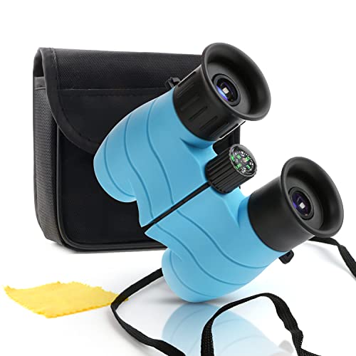 Binoculars for Kids Real with Compass 8x21 Children Toy Real Binocular Gifts for 3-12 Years Boys Girls High Resolution Shockproof Telescope for Bird Watching,Travel, Camping