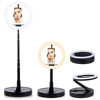 10.8-inch LED Portrait Halo Ring Light - Collapsible Stand & Phone Mount w/Inline Brightness Control (USB Powered) & Warmth Adjustment