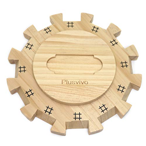 Dominoes Mexican Train Hub Up to 12 Players, Plusvivo Wooden Mexican Train Hub Centerpiece with Felted Bottom Made of Superior Pine