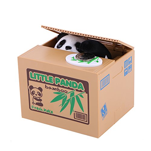 Automatic Moneybox, Coins Moneybox Automatic Stealing Coins Cents Collecting Bank Saving Box for Children Home Decoration (Little Panda Print Panda)