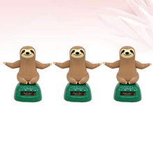 Load image into Gallery viewer, PRETYZOOM 3Pcs Solar Dancing Toys Sloth Figurine Figure Shaking Head Bobble Toy Desktop Ornament for Home Office Car Dashboard Decoration Gift Brown
