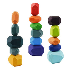 Load image into Gallery viewer, Marrywindix 16 Pieces Colorful Stacking Blocks Set Wooden Stone Natural Balancing Blocks Building Blocks Stacking Game Rock Blocks Educational Puzzle
