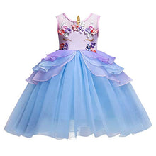 Load image into Gallery viewer, MYRISAM Girls Unicorn Birthday Tulle DressPrincess Pageant Party Halloween Outfits Carnival Dress up Fancy Costume Blue 6-7T
