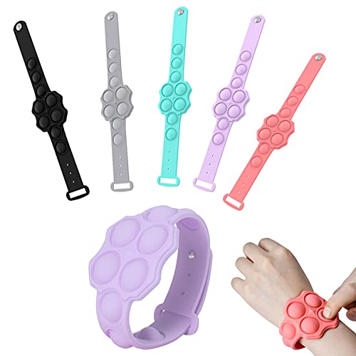 NSOP Stress Relief Wristband Fidget Toys,Wristband Simple Dimple, Hand Finger Press Silicone Bracelet Toy for Kids Adults ADHD ADD Anxiety Autism (Five Colors)