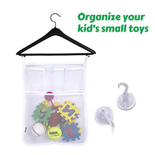 Load image into Gallery viewer, Bath Toys Organizer &amp; Toy Holder by Boxiki Kids. Mesh Shower Caddy Organizer Set with 4 Anti-Slip Suction Cups. Bathroom Shower Organizer for Toys, Shampoo &amp; Soap. The Best Organizer for Your Kids Toy
