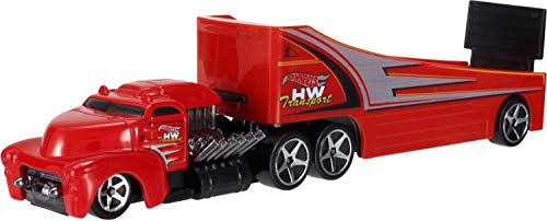 Hot Wheels Super Rigs, Transporter Vehicle with 1 Hot Wheels 1:64 Scale Car, Gift for Collectors & Kids Ages 3 Years Old & Up, styles may vary