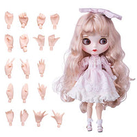 XSHION 1/6 BJD Doll is Similar to Blythe Doll, 4-Color Changing Eyes Matte Face 12 Inch 19 Ball Jointed Doll, Customized Doll with Body, Light Golden Wig, Clothes, Replaceable Hands