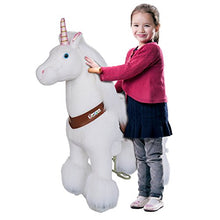 Load image into Gallery viewer, PonyCycle Official Riding Unicorn White Horse Giddy up Pony Plush Toy Walking Animal for Age 4-9 Years Medium Size - N4042
