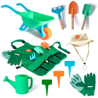 Born Toys Premium Kids Gardening Tool Set for Ages 3 & Above, Kids Wheelbarrow, Apron, Hat, Kids Gardening Gloves & Kids Watering Can - A Real Toddler Gardening Set with Gardening Tools for Kids