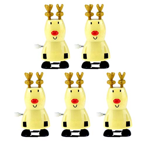 TOYANDONA 5pcs Christmas Wind Up Toys Reindeer Wind up Stocking Stuffers Christmas Party Favors for Kids