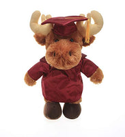Plushland Moose Plush Stuffed Animal Toys Present Gifts for Graduation Day, Personalized Text, Name or Your School Logo on Gown, Best for Any Grad School Kids 12 Inches(Red Cap and Gown)