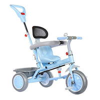 Children's Folding Tricycle, High Carbon Steel 3 in 1 Bicycle Suitable for 1-6 Years Old Baby Hand Pedal Portable Bicycle, All Terrain Using 3 Colors (Color : Blue)