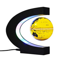 BD.Y Globe, Explore The World Floating Globe with Led Lights C Shape Magnetic Levitation 4 Inches World Globe Educational Gifts Tool Home Office Desk Decoration,Gold Study Decoratio (Color : Gold)