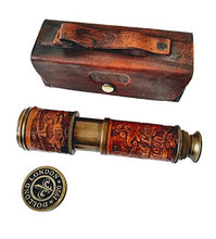Load image into Gallery viewer, Antique Maritime Brass Dolland London 1920 Telescope Vintage Spyglass Marine Collectible in Leather Cover
